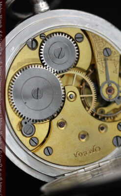 オメガの24時間表示の銀無垢アンティーク懐中時計 【1915年製】-P2259-13