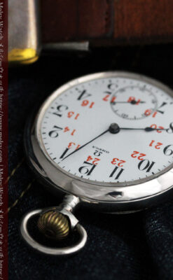 オメガの24時間表示の銀無垢アンティーク懐中時計 【1915年製】-P2259-6
