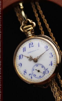 ティファニーの18金無垢アンティーク時計 懐中時計ネックレス兼腕時計 【1905年製】-P2262-18