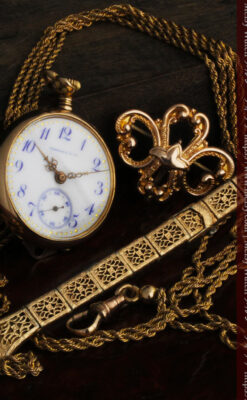 ティファニーの18金無垢アンティーク時計 懐中時計ネックレス兼腕時計 【1905年製】-P2262-25