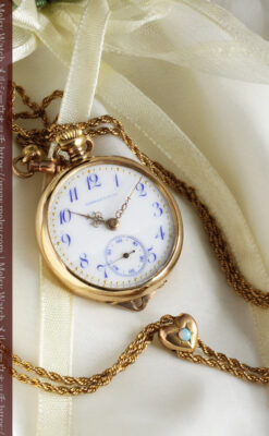 ティファニーの18金無垢アンティーク時計 懐中時計ネックレス兼腕時計 【1905年製】-P2262-8