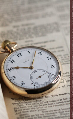 ロレックスの彫りと雰囲気の良い金無垢アンティーク懐中時計【1923年頃】-P2264-11