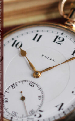 ロレックスの彫りと雰囲気の良い金無垢アンティーク懐中時計【1923年頃】-P2264-13