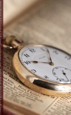 ロレックスの彫りと雰囲気の良い金無垢アンティーク懐中時計【1923年頃】-P2264-14