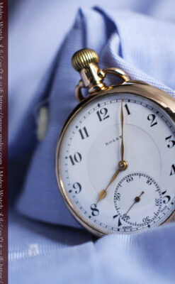 ロレックスの彫りと雰囲気の良い金無垢アンティーク懐中時計【1923年頃】-P2264-15