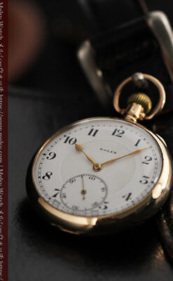 ロレックスの彫りと雰囲気の良い金無垢アンティーク懐中時計【1923年頃】-P2264-18