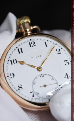 ロレックスの彫りと雰囲気の良い金無垢アンティーク懐中時計【1923年頃】-P2264-4