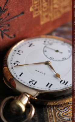 ロレックスの彫りと雰囲気の良い金無垢アンティーク懐中時計【1923年頃】-P2264-7