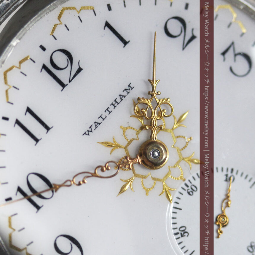 ウォルサムの秀麗な大型銀無垢アンティーク懐中時計 【1909年製】-P2267-1