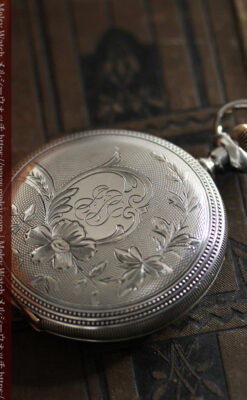 ウォルサムの秀麗な大型銀無垢アンティーク懐中時計 【1909年製】-P2267-10