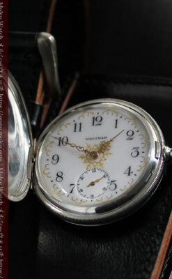 ウォルサムの秀麗な大型銀無垢アンティーク懐中時計 【1909年製】-P2267-11