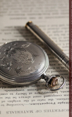 ウォルサムの秀麗な大型銀無垢アンティーク懐中時計 【1909年製】-P2267-15