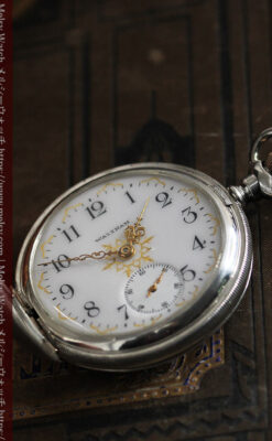 ウォルサムの秀麗な大型銀無垢アンティーク懐中時計 【1909年製】-P2267-4