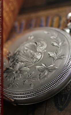 ウォルサムの秀麗な大型銀無垢アンティーク懐中時計 【1909年製】-P2267-5