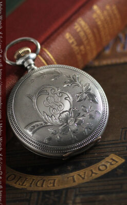 ウォルサムの秀麗な大型銀無垢アンティーク懐中時計 【1909年製】-P2267-9