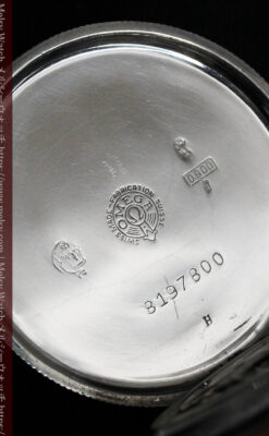 オメガの幾何学デザインのお洒落な銀無垢アンティーク懐中時計 【1934年製】-P2270-16