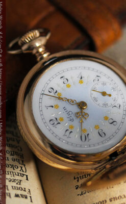 金と青の装飾が美しいエルジンのアンティーク懐中時計【1904年製】-P2271-10