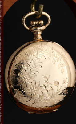 金と青の装飾が美しいエルジンのアンティーク懐中時計【1904年製】-P2271-11