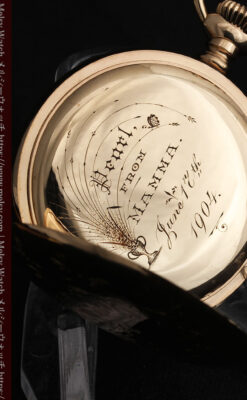 金と青の装飾が美しいエルジンのアンティーク懐中時計【1904年製】-P2271-16