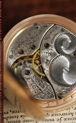 金と青の装飾が美しいエルジンのアンティーク懐中時計【1904年製】-P2271-18