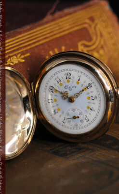 金と青の装飾が美しいエルジンのアンティーク懐中時計【1904年製】-P2271-5