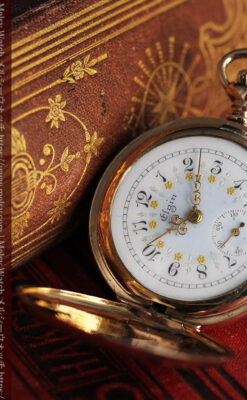 金と青の装飾が美しいエルジンのアンティーク懐中時計【1904年製】-P2271-6