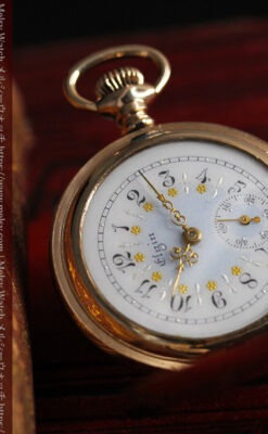 金と青の装飾が美しいエルジンのアンティーク懐中時計【1904年製】-P2271-7