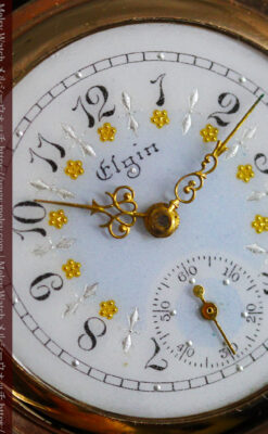 金と青の装飾が美しいエルジンのアンティーク懐中時計【1904年製】-P2271-8