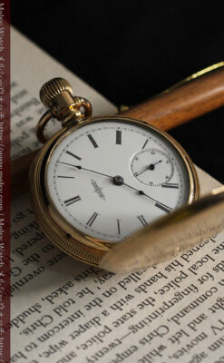 程よいサイズと装飾 エルジンの剣引き式アンティーク懐中時計【1887年製】-P2272-1