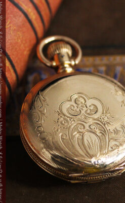 程よいサイズと装飾 エルジンの剣引き式アンティーク懐中時計【1887年製】-P2272-10