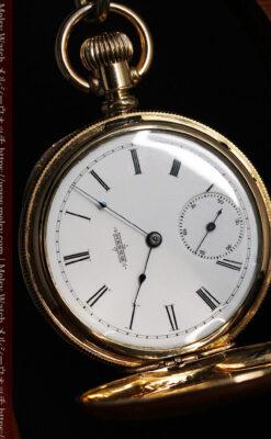 程よいサイズと装飾 エルジンの剣引き式アンティーク懐中時計【1887年製】-P2272-11