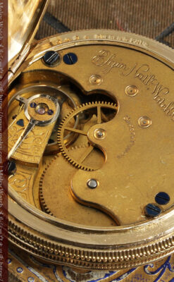 程よいサイズと装飾 エルジンの剣引き式アンティーク懐中時計【1887年製】-P2272-17