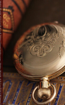 程よいサイズと装飾 エルジンの剣引き式アンティーク懐中時計【1887年製】-P2272-3