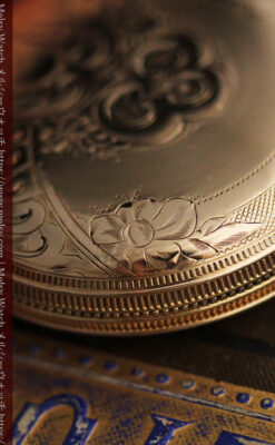 程よいサイズと装飾 エルジンの剣引き式アンティーク懐中時計【1887年製】-P2272-4