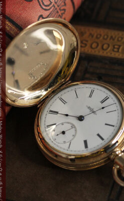 程よいサイズと装飾 エルジンの剣引き式アンティーク懐中時計【1887年製】-P2272-6