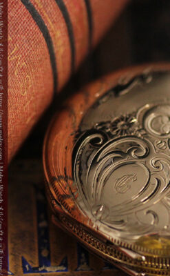 程よいサイズと装飾 エルジンの剣引き式アンティーク懐中時計【1887年製】-P2272-8