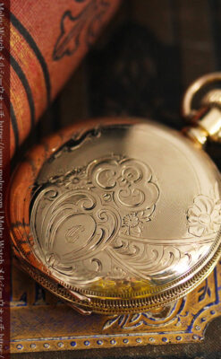 程よいサイズと装飾 エルジンの剣引き式アンティーク懐中時計【1887年製】-P2272-9