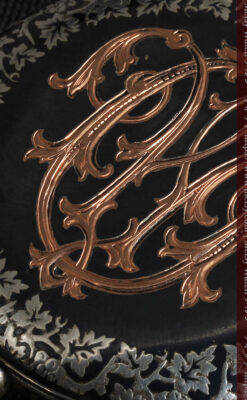 黒金装飾と彫りが美しいロンジンの銀無垢アンティーク懐中時計 【1905年製】革紐付き-P2274-11