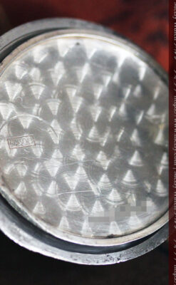 黒金装飾と彫りが美しいロンジンの銀無垢アンティーク懐中時計 【1905年製】革紐付き-P2274-23