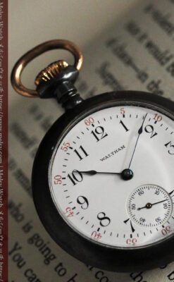 ウォルサムのガンメタルの渋いアンティーク懐中時計 【1909年製】-P2276-5