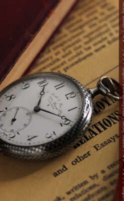 市松模様の黒金装飾 英国スミスの銀無垢懐中時計 【1900年頃】-P2278-4