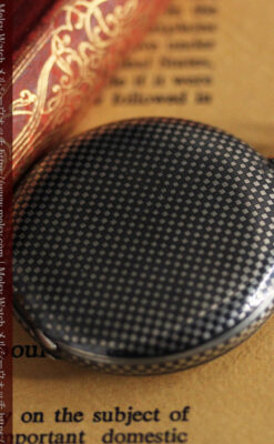 市松模様の黒金装飾 英国スミスの銀無垢懐中時計 【1900年頃】-P2278-7