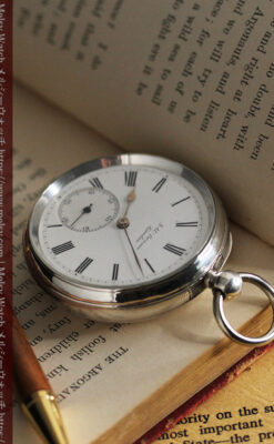 ベンソン 鍵巻き式銀無垢アンティーク懐中時計 【1888年頃】-P2279-10