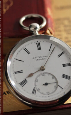 ベンソン 鍵巻き式銀無垢アンティーク懐中時計 【1888年頃】-P2279-6