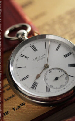 ベンソン 鍵巻き式銀無垢アンティーク懐中時計 【1888年頃】-P2279-7