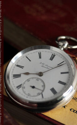 ベンソン 鍵巻き式銀無垢アンティーク懐中時計 【1888年頃】-P2279-8