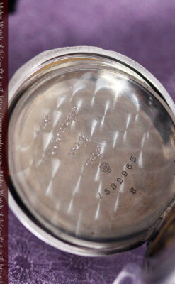 エルジン 模様彫り・蓋付きの銀無垢アンティーク懐中時計 【1891年製】-P2280-15