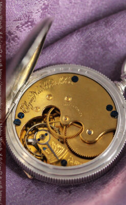 エルジン 模様彫り・蓋付きの銀無垢アンティーク懐中時計 【1891年製】-P2280-16