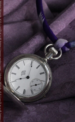 エルジン 模様彫り・蓋付きの銀無垢アンティーク懐中時計 【1891年製】-P2280-5