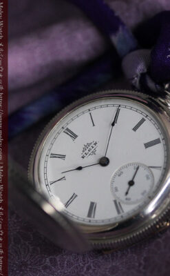 エルジン 模様彫り・蓋付きの銀無垢アンティーク懐中時計 【1891年製】-P2280-9